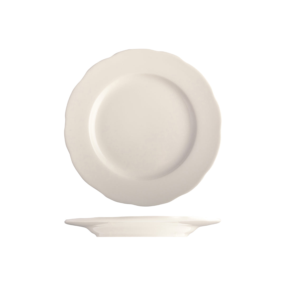 Tuxton Shell Round Scalloped Wide Rim Plate 243mm