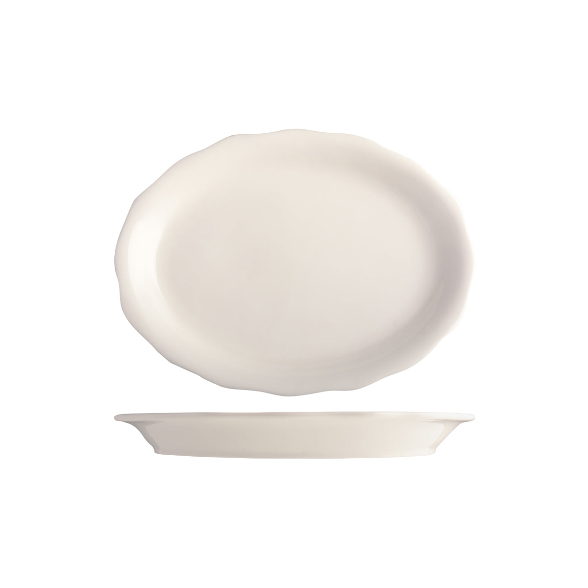 Tuxton Shell Oval Scalloped Wide Rim Plate 292x222mm
