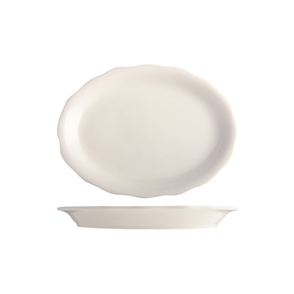Tuxton Shell Oval Scalloped Wide Rim Plate 292x222mm