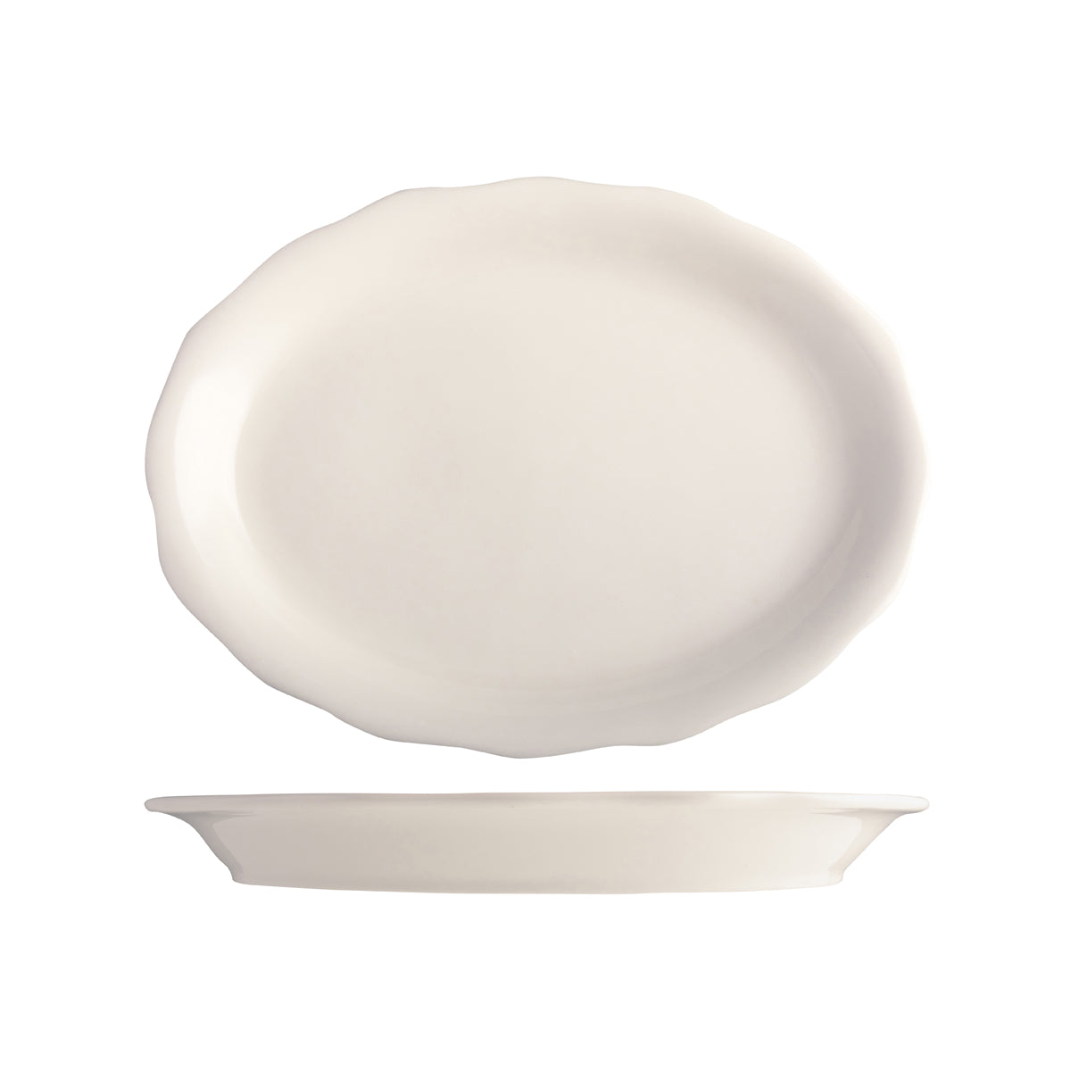 Tuxton Shell Oval Scalloped Wide Rim Plate 317x238mm