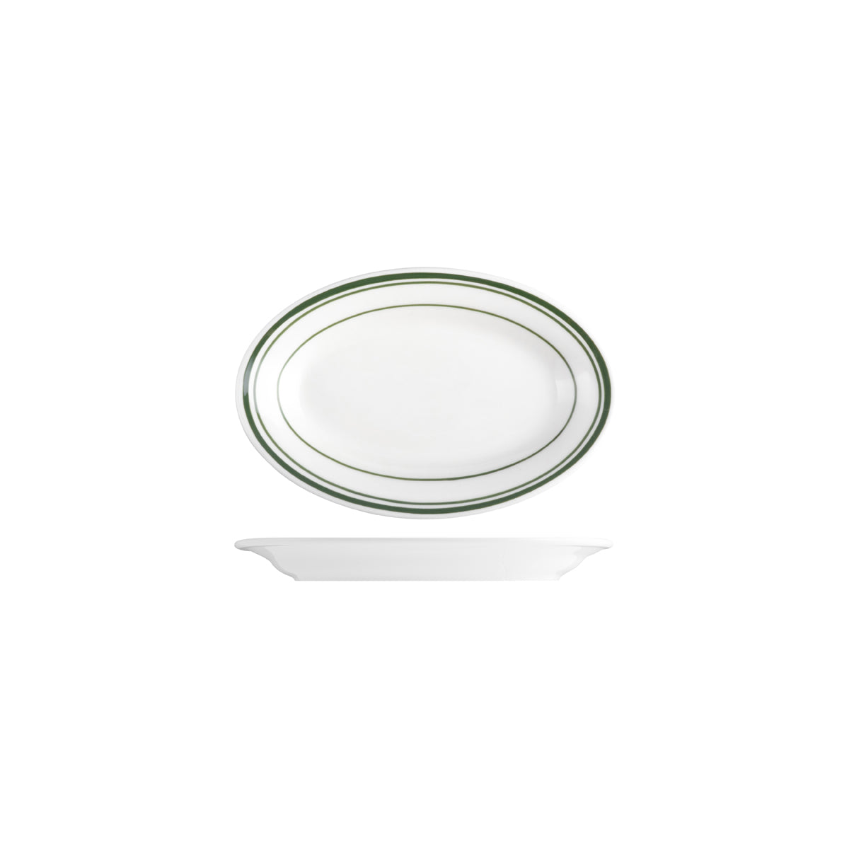 TX110140 Tuxton Green Bay Oval Plate 178mm Globe Importers Adelaide Hospitality Supplies