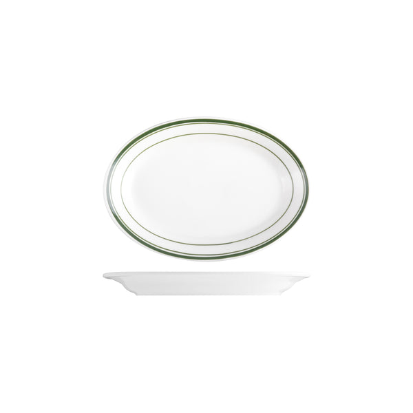 TX110142 Tuxton Green Bay Oval Plate 212mm Globe Importers Adelaide Hospitality Supplies