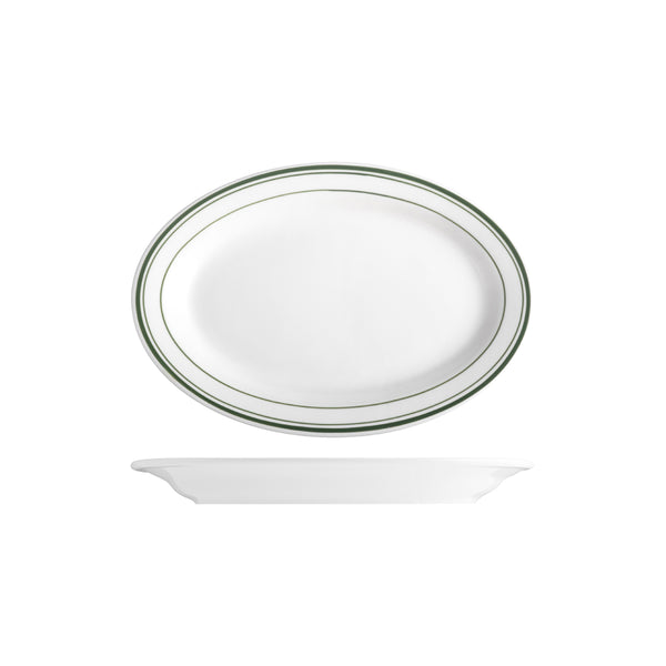 TX110144 Tuxton Green Bay Oval Plate 264mm Globe Importers Adelaide Hospitality Supplies