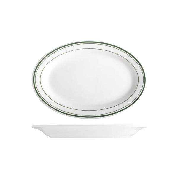 TX110146 Tuxton Green Bay Oval Plate 292mm Globe Importers Adelaide Hospitality Supplies
