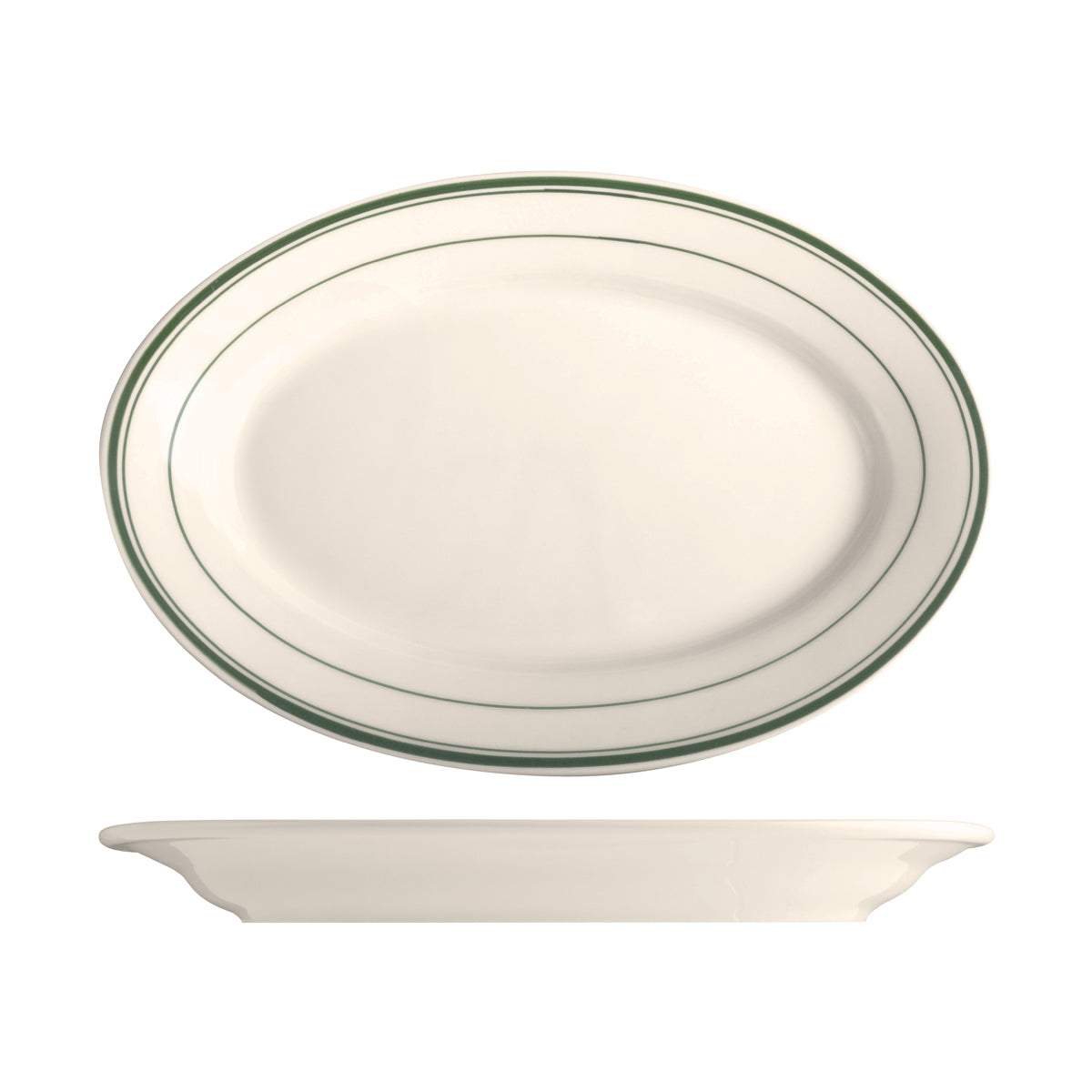 TX110149 Tuxton Green Bay Oval Plate 388x280mm Globe Importers Adelaide Hospitality Supplies