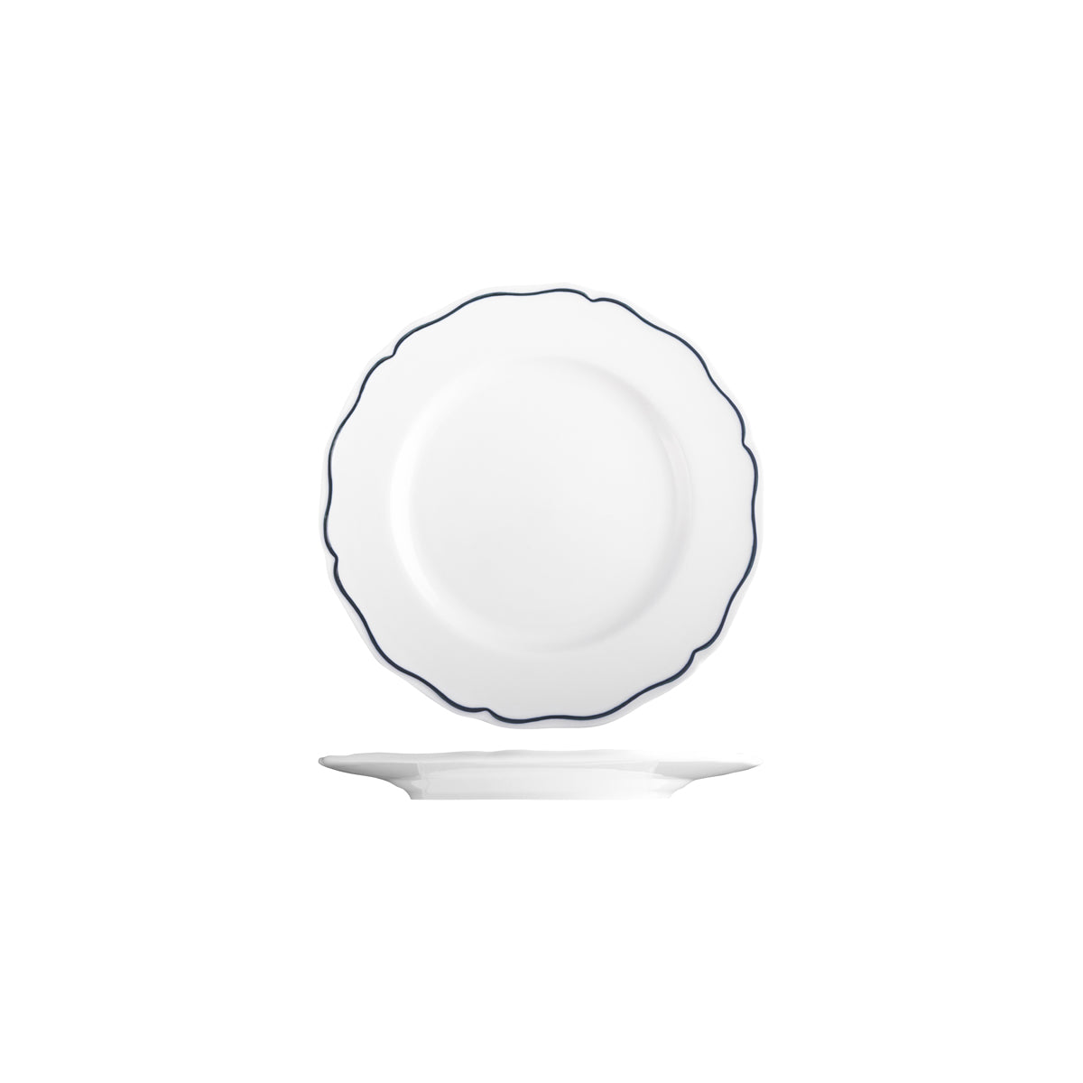 Tuxton Charleston Round Wide Rim Plate 166mm with Blue Rim
