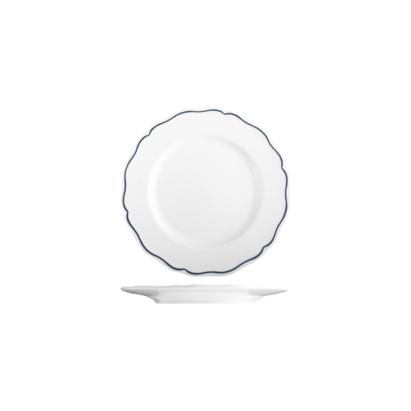 Tuxton Charleston Round Wide Rim Plate 166mm with Blue Rim