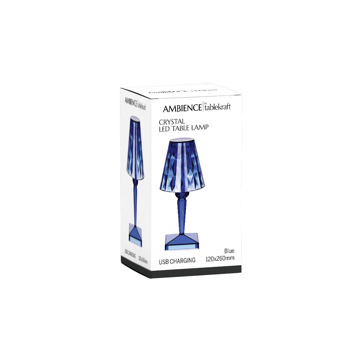 1000152 Tablekraft Ambience Crystal Cordless LED Table Lamp Blue Globe Importers Adelaide Hospitality Supplies