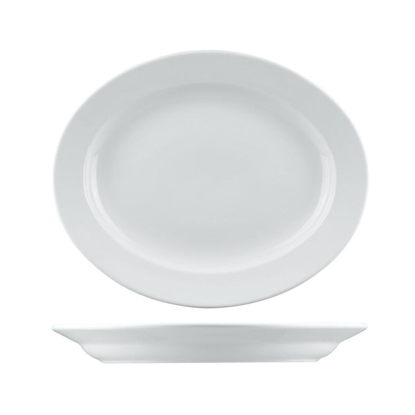 2216 Long Fine Arlington Deep Oval Plate Wide Rim Globe Importers Adelaide Hospitality Supplies