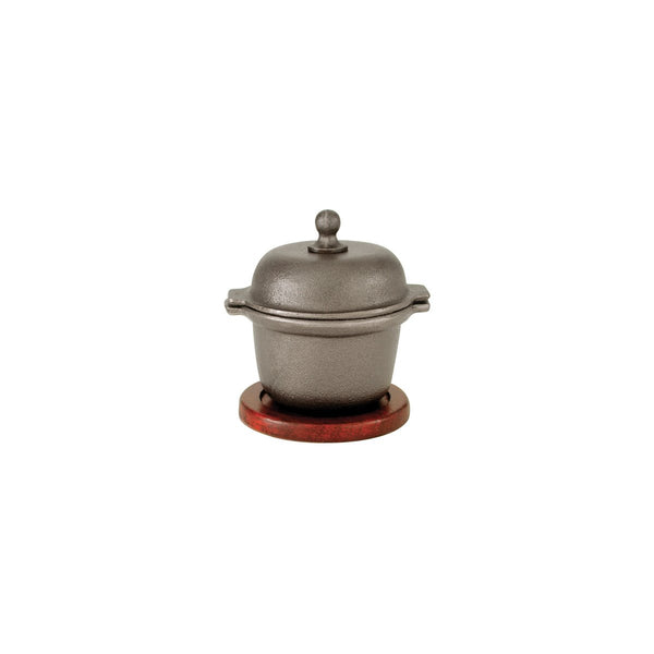 41041 Garlic Prawn Pot - Cast Iron, Rectangular Wood Base Globe Importers Adelaide Hospitality Suppliers