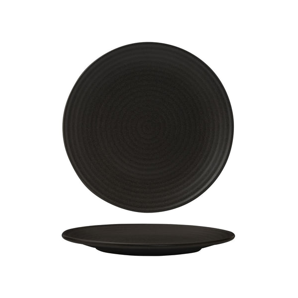 CHARCOAL ROUND RIBBED PLATE