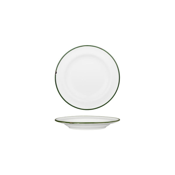 94106-WG Luzerne Tintin White Green Round Plate Wide Rim Globe Importers Adelaide Hospitality Supplies
