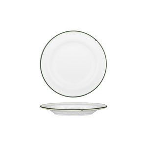 94108-WG Luzerne Tintin White Green Round Plate Wide Rim Globe Importers Adelaide Hospitality Supplies