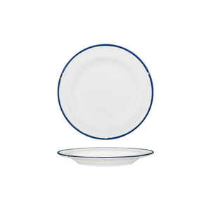 94108-WN Luzerne Tintin White Navy Round Plate Wide Rim Globe Importers Adelaide Hospitality Supplies
