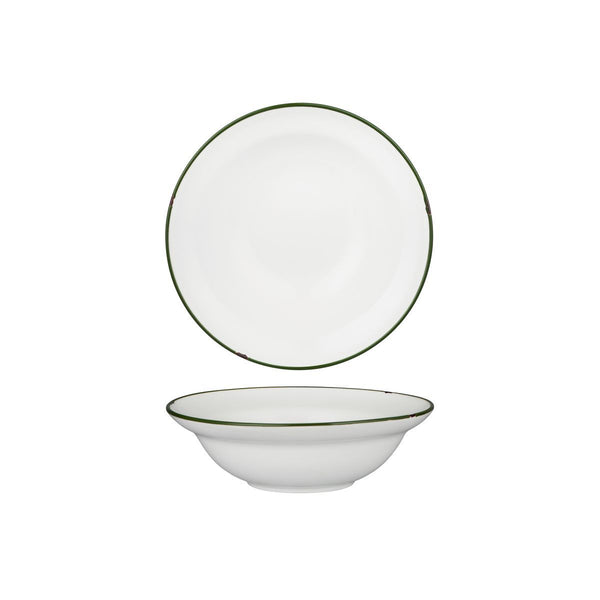 94127-WG Luzerne Tintin White Green Round Deep Plate / Bowl Globe Importers Adelaide Hospitality Supplies