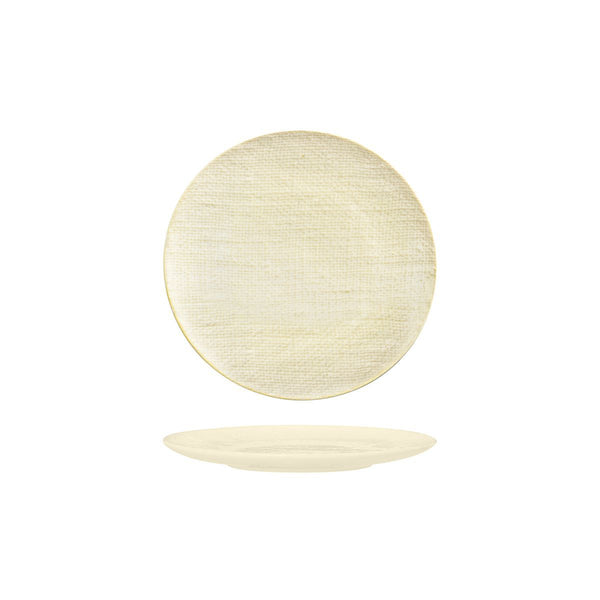 94507-RW Luzerne Linen Reactive White Round Flat Coupe Plate Globe Importers Adelaide Hospitality Supplies