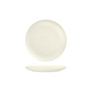 94507-W Luzerne Linen White Round Flat Coupe Plate Globe Importers Adelaide Hospitality Supplies