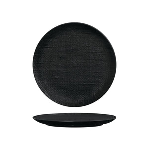 94510-BK Luzerne Linen Black Round Flat Coupe Plate Globe Importers Adelaide Hospitality Supplies