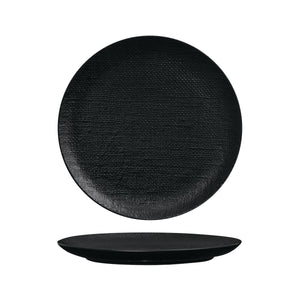 94511-BK Luzerne Linen Black Round Flat Coupe Plate Globe Importers Adelaide Hospitality Supplies