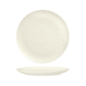 94511-W Luzerne Linen White Round Flat Coupe Plate Globe Importers Adelaide Hospitality Supplies