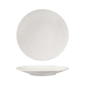 94911-W Luzerne Zen White Swirl Round Coupe Plate Globe Importers Adelaide Hospitality Supplies