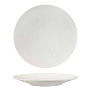 94912-W Luzerne Zen White Swirl Round Coupe Plate Globe Importers Adelaide Hospitality Supplies