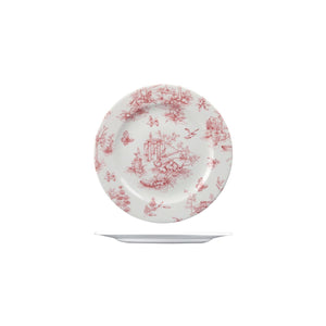9971521 Churchill Vintage Prints Rose Chintz Cranberry Round Plate Wide Rim Globe Importers Adelaide Hospitality Supplies