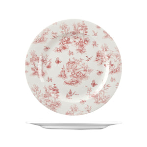 9971530 Churchill Vintage Prints Rose Chintz Cranberry Round Plate Wide Rim Globe Importers Adelaide Hospitality Supplies