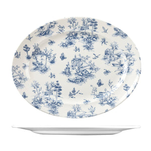 9972136 Churchill Vintage Prints Toile Prague Oval Plate Wide Rim Globe Importers Adelaide Hospitality Supplies