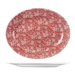 9972636 Churchill Vintage Prints Victorian Calico Cranberry Oval Plate Wide Rim Globe Importers Adelaide Hospitality Supplies