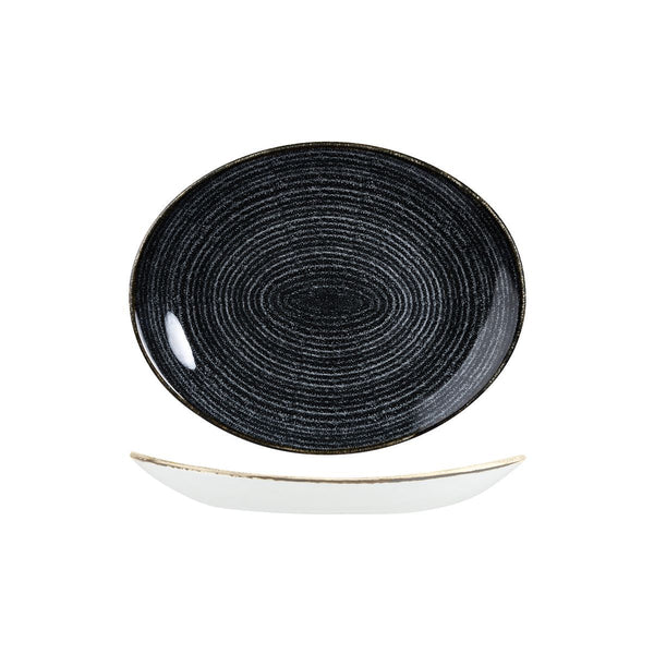 9976227-C Studio Prints Homespun Charcoal Black Oval Coupe Plate Globe Importers Adelaide Hospitality Supplies