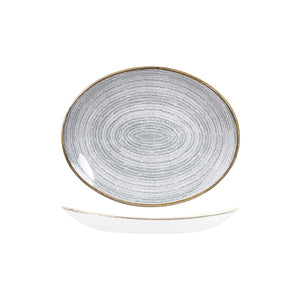 9976227-G Studio Prints Homespun Stone Grey Oval Coupe Plate Globe Importers Adelaide Hospitality Supplies