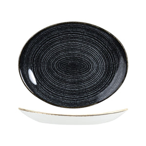 9976232-C Studio Prints Homespun Charcoal Black Oval Coupe Plate Globe Importers Adelaide Hospitality Supplies