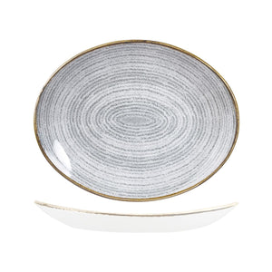 9976232-G Studio Prints Homespun Stone Grey Oval Coupe Plate Globe Importers Adelaide Hospitality Supplies