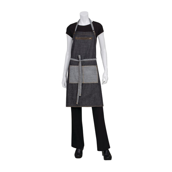 AB034-BLK Chef Works Manhattan Bib Apron Globe Importers Adelaide Hospitality Supplies