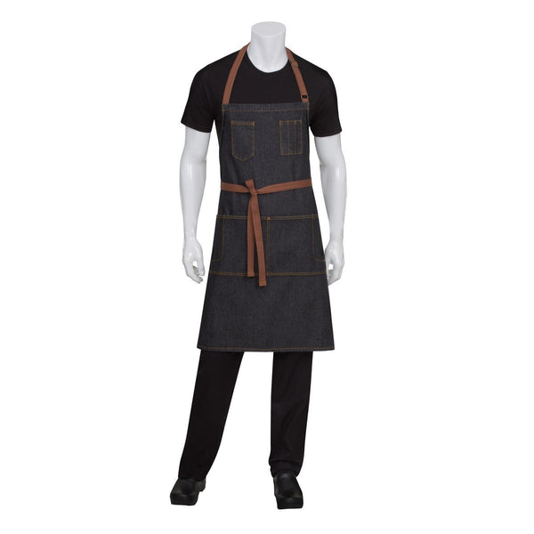 AB035-BLK Chef Works Memphis Bib Apron Globe Importers Adelaide Hospitality Supplies