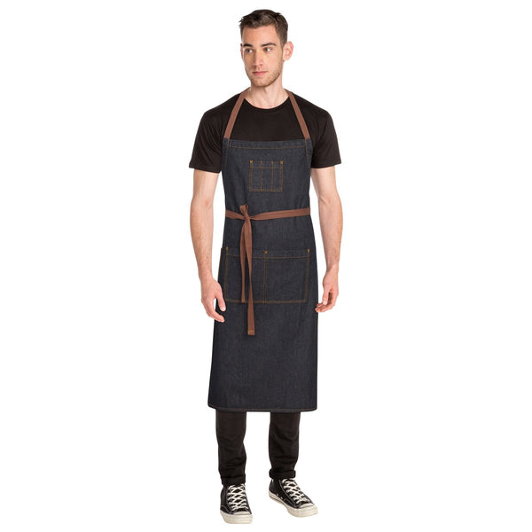 AB036-BLK Chef Works Memphis Chefs Bib Apron Globe Importers Adelaide Hospitality Supplies