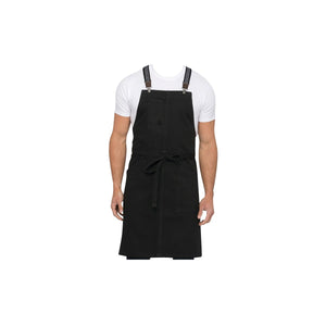 ABS01-JBK Chef Works Urban Collection Berkeley Jet Black Bib Apron Jet Black 760 x 860mm Globe Importers