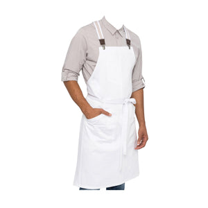 ABS01-WHT Chef Works Urban Collection Berkeley White Bib Apron 760 x 860mm Globe Importers