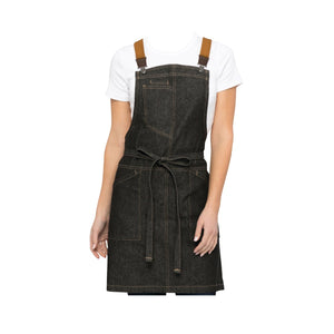 ABS01W-BLK Chef Works Urban Collection Berkeley Black Indigo Petite Bib Apron 730 x 730mm Globe Importers