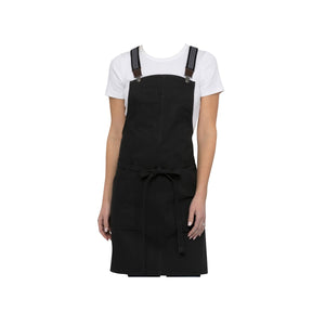 ABS01W-JBK Chef Works Urban Collection Berkeley Jet Black Petite Bib Apron 730 x 730mm Globe Importers