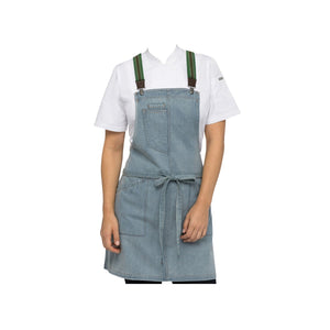 ABS01W-SKY Chef Works Urban Collection Berkeley Sky Petite Bib Apron 730 x 730mm Globe Importers