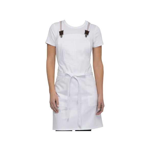 ABS01W-WHT Chef Works Urban Collection Berkeley White Petite Bib Apron 730 x 730mm Globe Importers