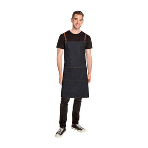 ACRS035-BLK Chef Works Memphis Black Denim Cross Back Apron Globe Importers Adelaide Hospitality Supplies