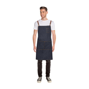 ACRS035-IBL Chef Works Memphis Blue Denim Cross Back Apron Globe Importers Adelaide Hospitality Supplies