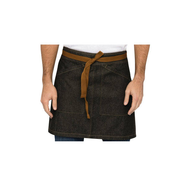 AHS01-BLK Chef Works Urban Collection Berkeley Black Indigo Half Apron 710 x 460mm Globe Importers