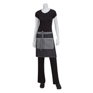 AW044-BLK Chef Works Bronx Half Bistro Apron Globe Importers Adelaide Hospitality Supplies