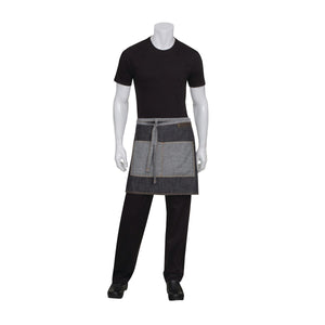 AW046-BLK Chef Works Manhattan Half Bistro Apron Globe Importers Adelaide Hospitality Supplies