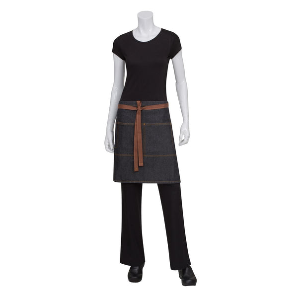 AW048-BLK Chef Works Memphis Half Bistro Apron Globe Importers Adelaide Hospitality Supplies