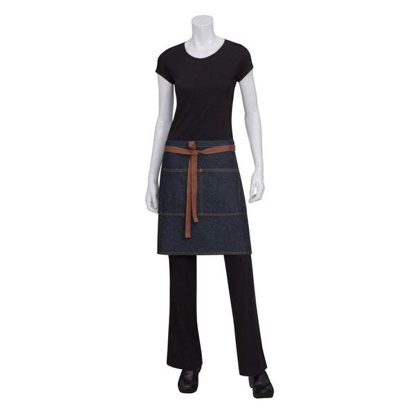 AW048-IBL Chef Works Memphis Half Bistro Apron Globe Importers Adelaide Hospitality Supplies